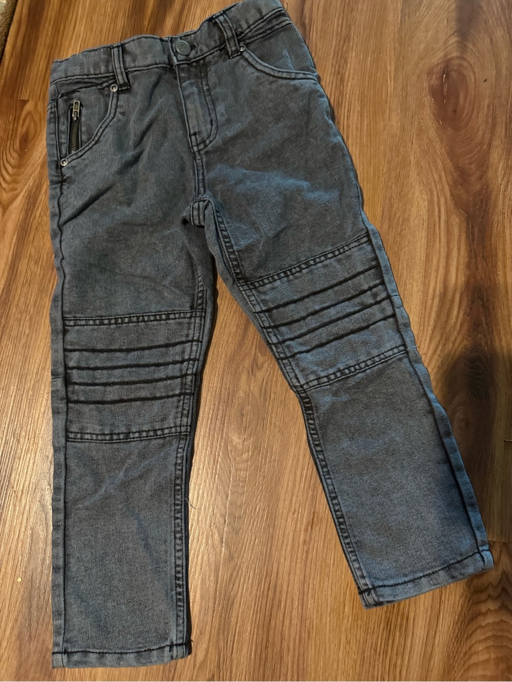 TOUGHSKINS Black Washed Ribbed Knee Jeans